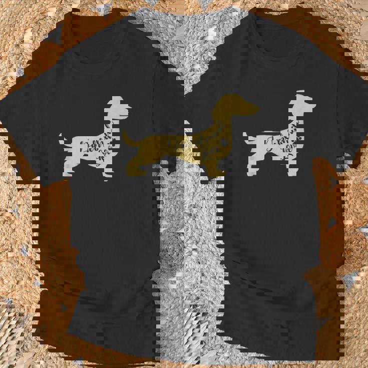 面白いダックスフント犬のデザイン ペット愛好家の足 Tシャツ 高齢者への贈り物