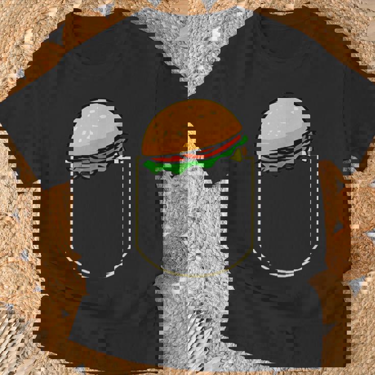 面白いハンバーガー ポケット入り ギフト チーズバーガー ポケット Tシャツ 高齢者への贈り物