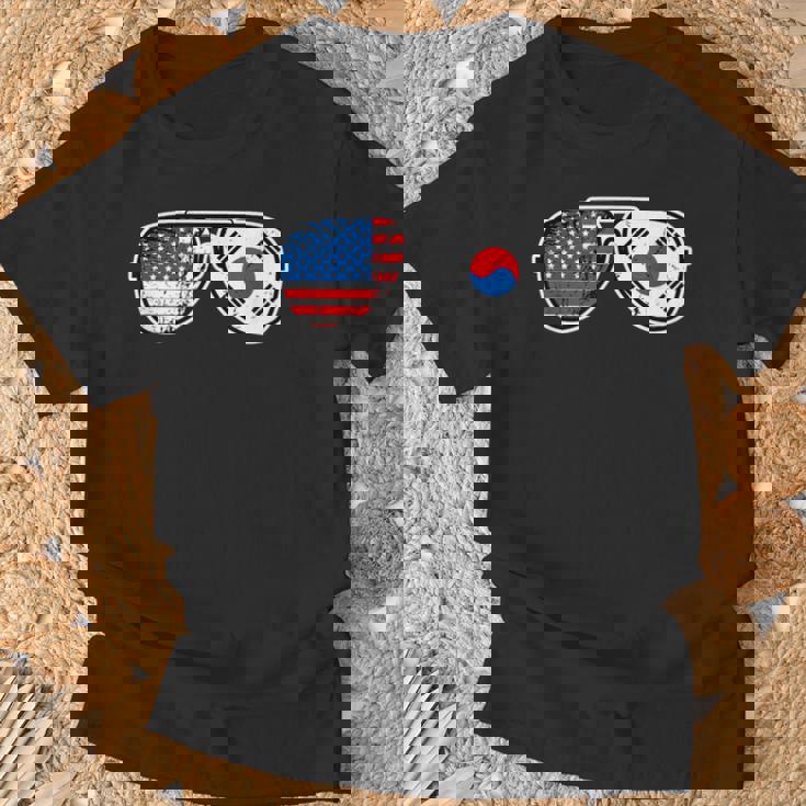 韓国アメリカン プライド サングラス 韓国国旗 アメリカ国旗 Tシャツ 高齢者への贈り物