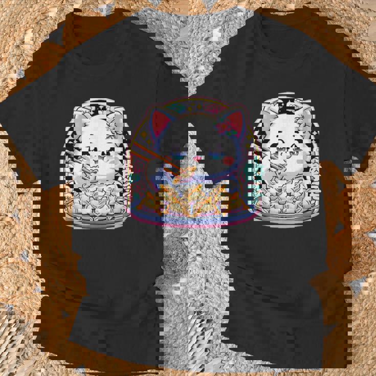 餃子、餃子を食べるカワイイ猫、餃子 Tシャツ 高齢者への贈り物