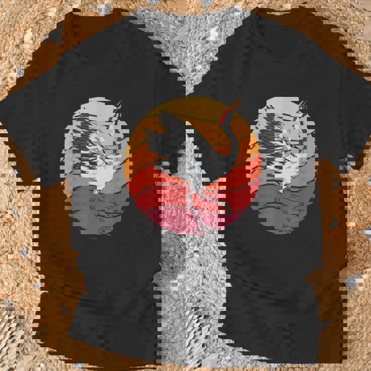 鶴 Crane Retrounset 鶴 Tシャツ 高齢者への贈り物