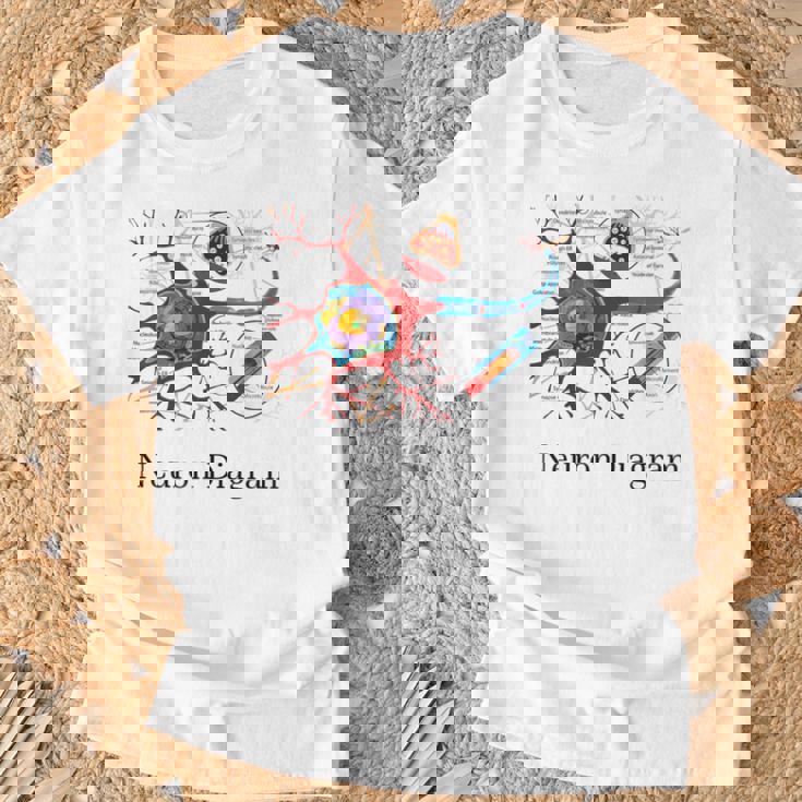 Diagrama De Neuronas Etiquetado Con Células Nerviosas Camiseta unisex Regalos para ancianos