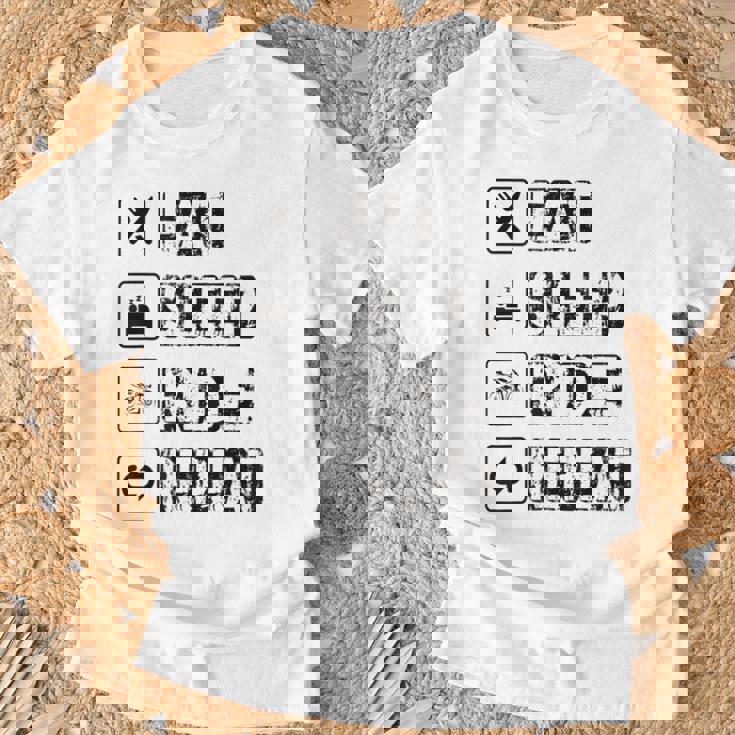 Eatleep Ride Repeat オートバイ バイク モーターサイクリスト 格言 Tシャツ 高齢者への贈り物