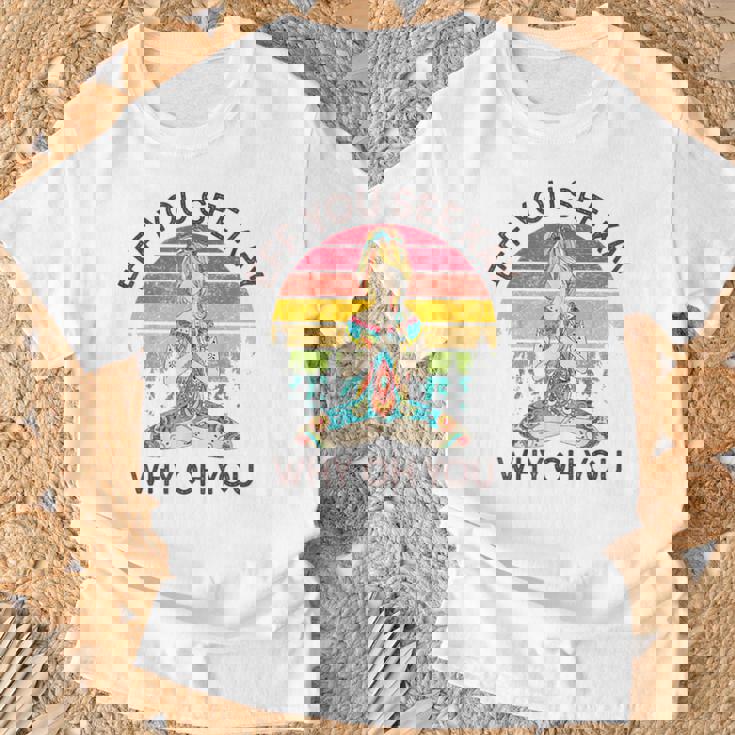 Eff Youee Kay Why Oh You レトロ サンセット タトゥーガール ヨガ Tシャツ 高齢者への贈り物