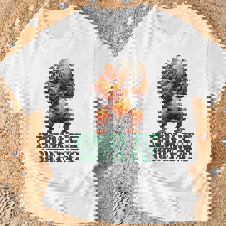 Kinda Fitorta Fat Gorilla ヘビーウェイトリフティング 面白いジム Tシャツ 高齢者への贈り物