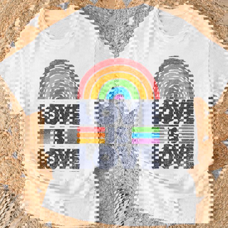 Lgbtq Love Is Love Gay Pride Lgbt Ally Rainbow Flagintage Tシャツ 高齢者への贈り物