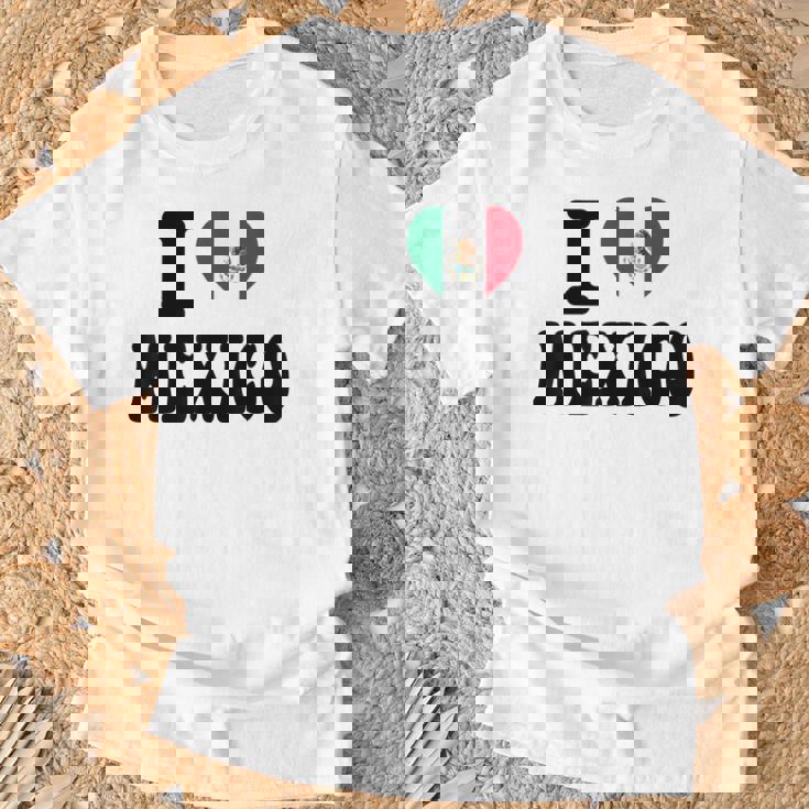 I Love Mexico ハートフラッグ レトロ 旅行 お土産 Tシャツ 高齢者への贈り物