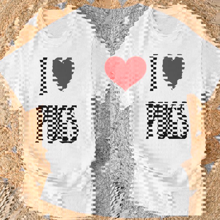 I Love Pugs I Heart Pugs Dog Lover Pet Puppy Dog Pug Tシャツ 高齢者への贈り物