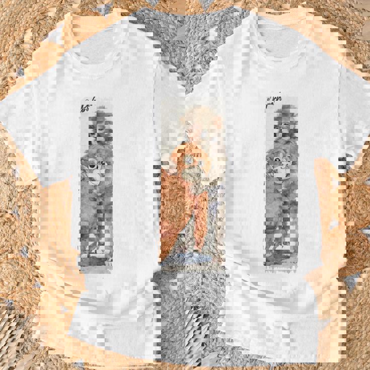 Punch – かわいい赤ちゃん猿とオランウータンのぬいぐるみ 水彩 長袖tシャツ Tシャツ 高齢者への贈り物