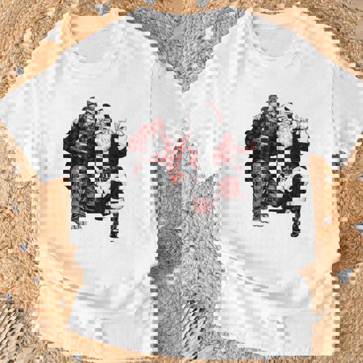 Santa And Bigfoot Rock Christmas Sasquatch Believe T-Shirt Gifts for Old Men