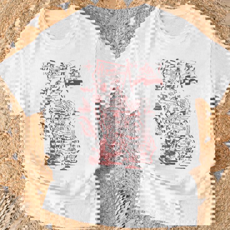 Trendy California Republic Landmarks Map Outlineintage Tシャツ 高齢者への贈り物
