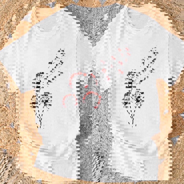 てんとう虫愛好家のためのフラワータンポポてんとう虫シャツ Tシャツ 高齢者への贈り物