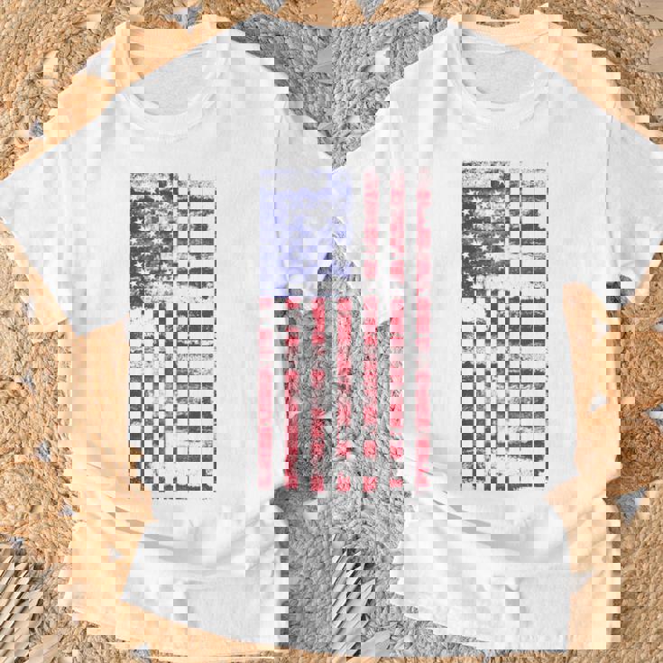 アメリカ国旗 メンズ レディース キッズ アメリカ国旗 愛国的なグランジ Tシャツ 高齢者への贈り物