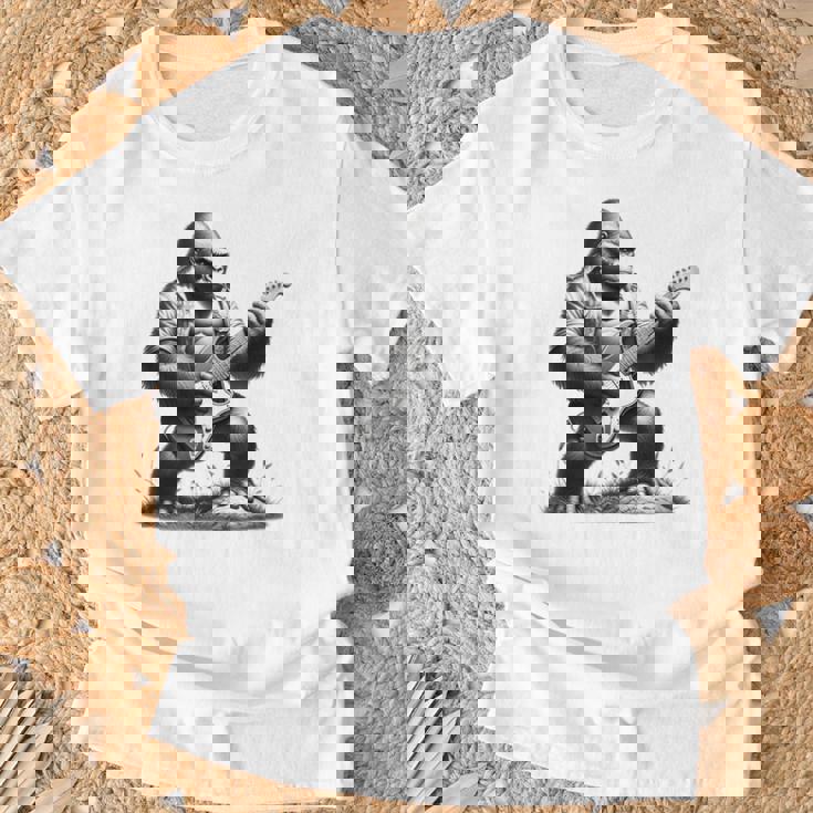エレキギター ゴリラロックプレーヤー おもしろギフト グラフィック Tシャツ 高齢者への贈り物