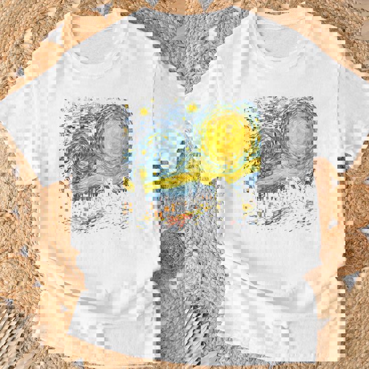 カエル 星月夜 面白い カエル ゴッホ 美的アート ミーム Tシャツ 高齢者への贈り物