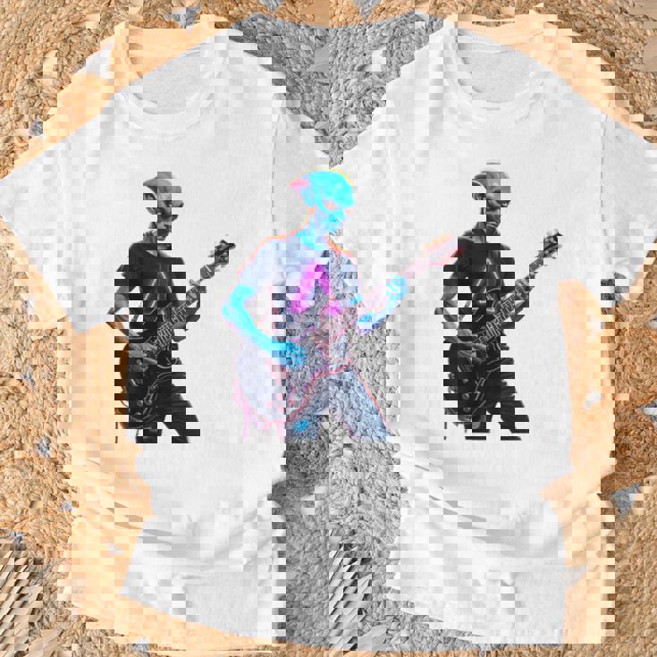 バックプリント ギタリスト エイリアン グラフィック ギター エイリアン ギタリスト Tシャツ 高齢者への贈り物