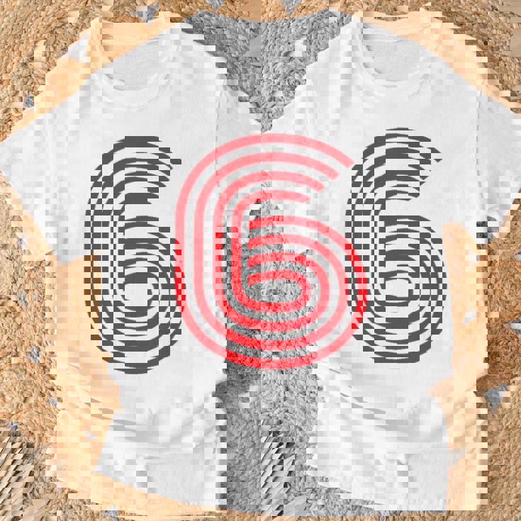 クールなレトロなレタリングジャージ、背番号6 6Eis Tシャツ 高齢者への贈り物