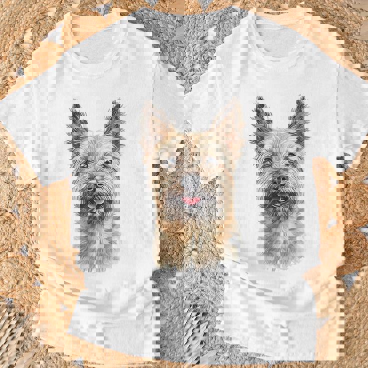 ケアンテリア 犬 グラフィック ペット アートワーク ケアンテリア Tシャツ 高齢者への贈り物