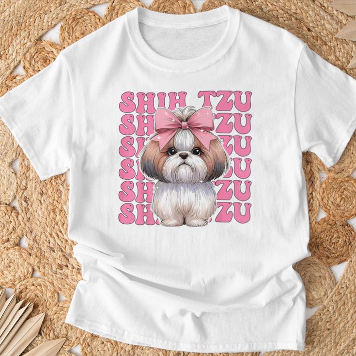 コケット 弓 シーズー 女の子 犬 ママ 母の日 ピンク Tシャツ 高齢者への贈り物