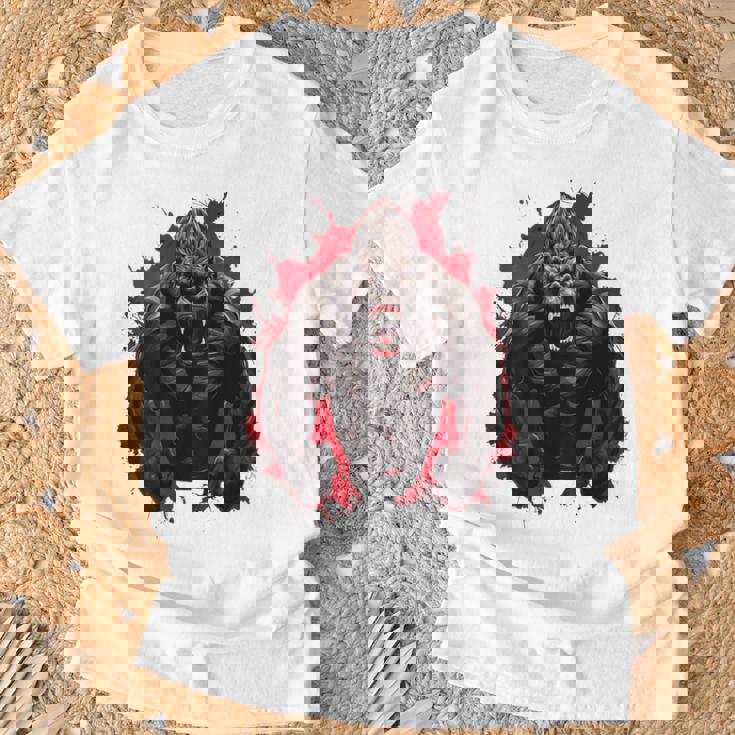 ゴリラ・ボディビル・ワークアウト バックプリント・ジム Tシャツ 高齢者への贈り物