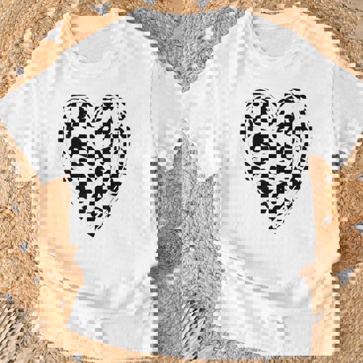 シックなハートプリントの牛柄。 Tシャツ 高齢者への贈り物