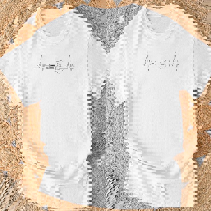 ジャズ、ソウル、クラシック音楽、ハートビートアコースティックギター Tシャツ 高齢者への贈り物