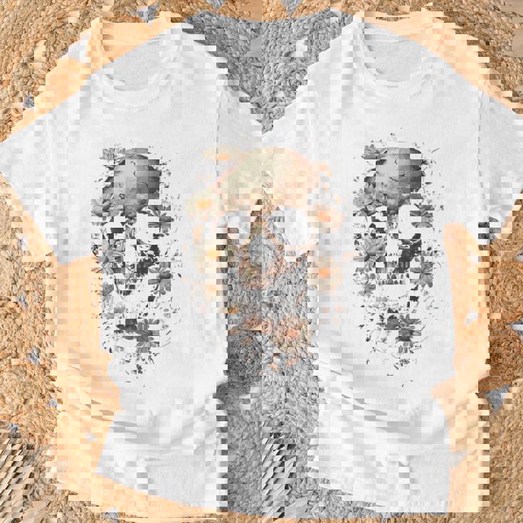 スカルバックプリント。 Tシャツ 高齢者への贈り物