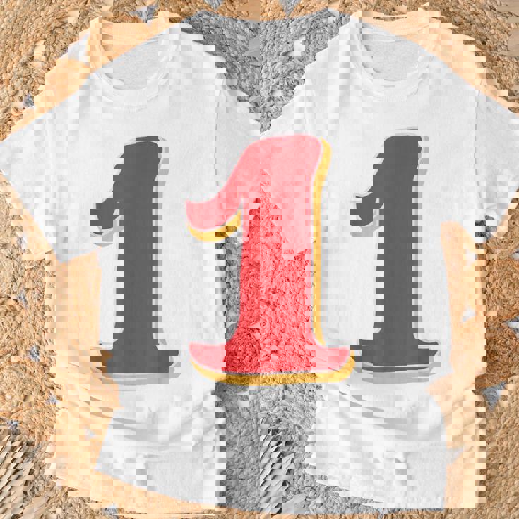 タイポグラフィ 第1番 数字 1 Tシャツ 高齢者への贈り物