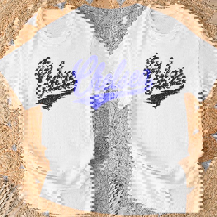 チェルシー ロンドン イングランド バーシティ スクリプト クラシック スポーツ ジャージ Tシャツ 高齢者への贈り物