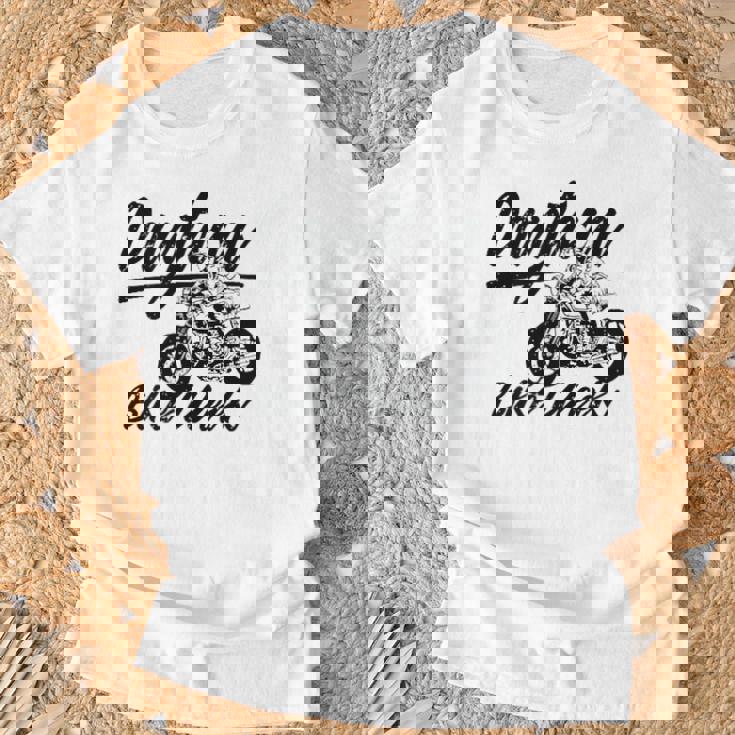 デイトナdaytona ビーチバイクウィーク レトロアンティーク調オートバイデザイン Tシャツ 高齢者への贈り物