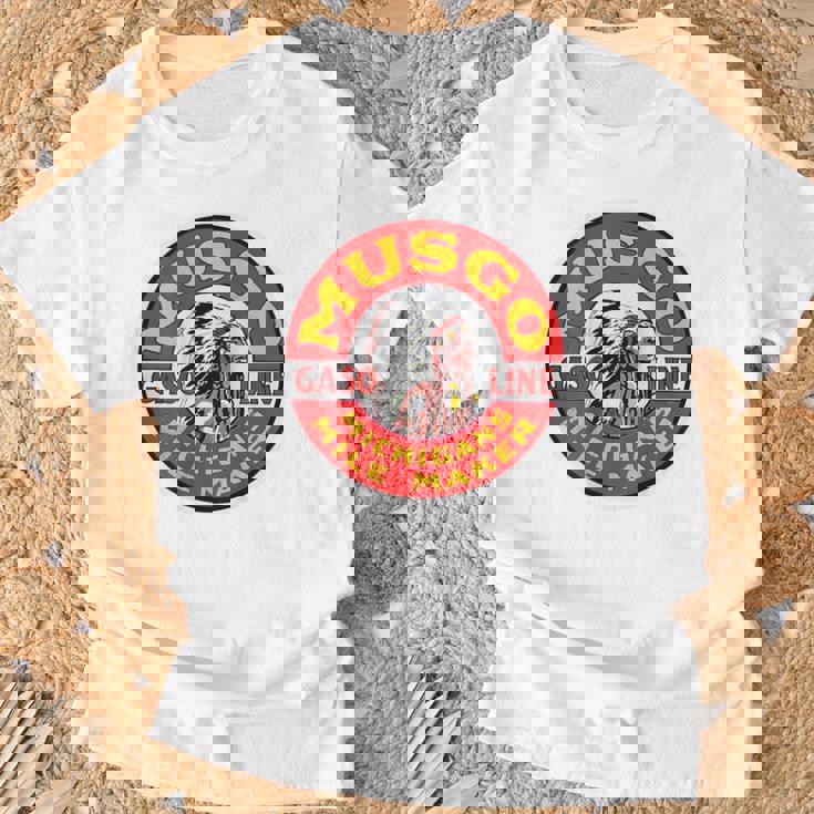 バックプリントのみ レトロ ヴィンテージ ガソリンスタンド ムスゴ ガソリンオイル Tシャツ 高齢者への贈り物