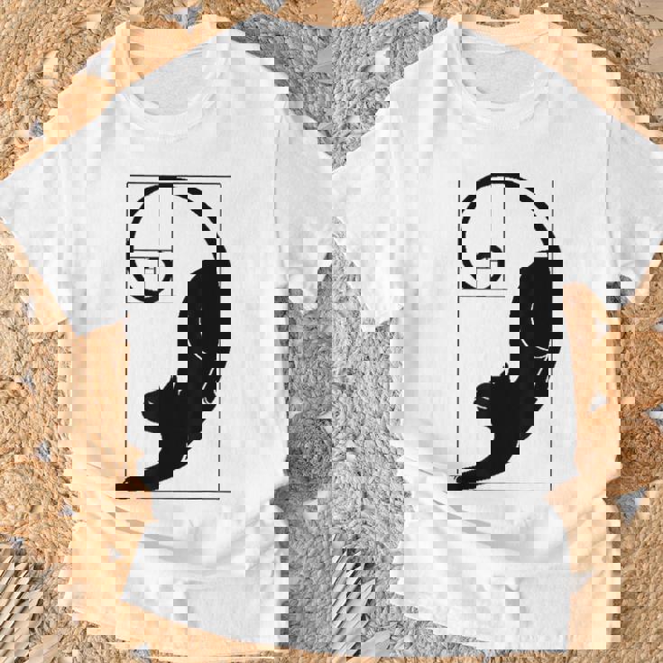 フィボナッチキャット 黄金比プリント Tシャツ 高齢者への贈り物