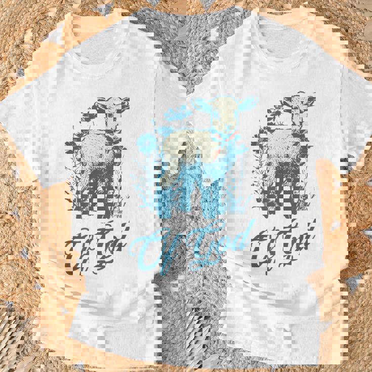 ラム オブ ゴッド キュート ヴィンテージ クリスチャン ラム デザイン 信仰 恋人 Tシャツ 高齢者への贈り物