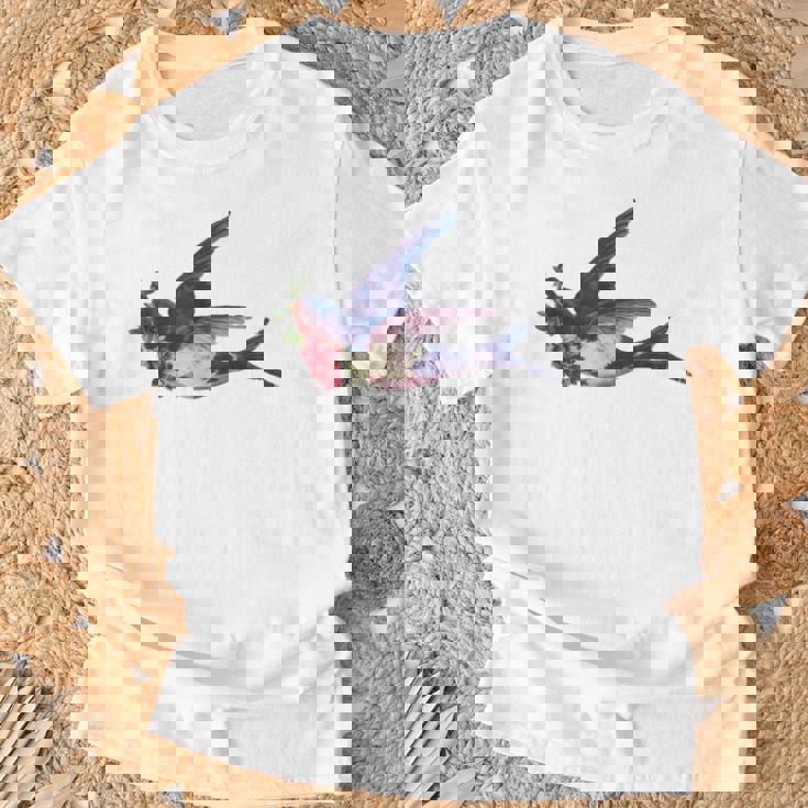 レトロ レディース ヴィンテージ メンズ ツバメ タトゥー デザイン Tシャツ 高齢者への贈り物