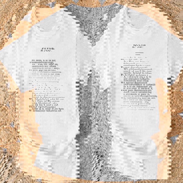 ロミオとジュリエットのプロローグ ウィリアム・シェイクスピア Tシャツ 高齢者への贈り物