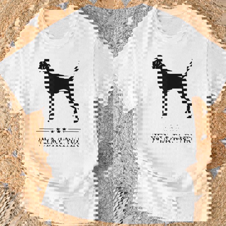 ワイマラナー ブラック シルエット Tシャツ 高齢者への贈り物