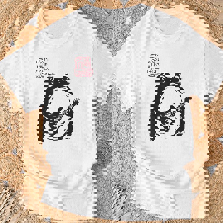 不機嫌そうなカエル 面白い ギター ロックミュージック アニメ 日本語 Tシャツ 高齢者への贈り物