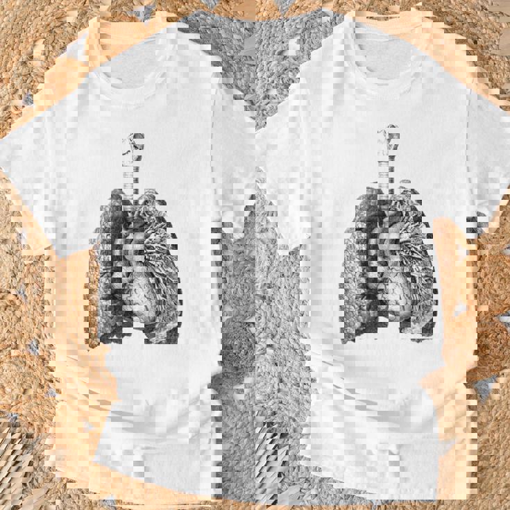 人間の心臓の肺 ビンテージ医療解剖学 解剖学的肺 Tシャツ 高齢者への贈り物