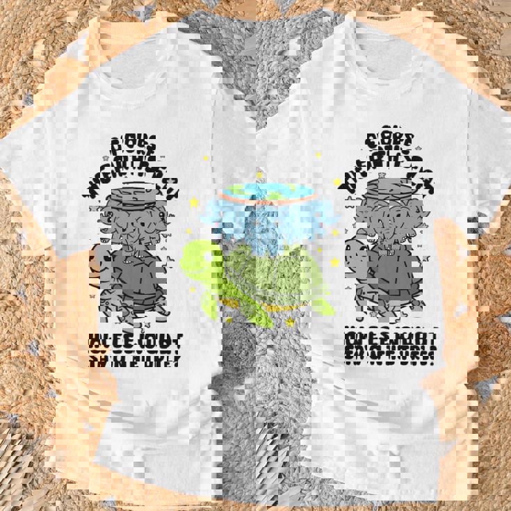 平らな地球協会 面白い陰謀論 亀の象 長袖tシャツ Tシャツ 高齢者への贈り物