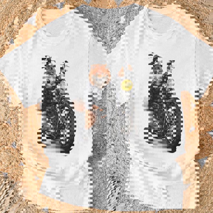 柴犬 いばけん 犬 バイク バイカー 長袖tシャツ Tシャツ 高齢者への贈り物