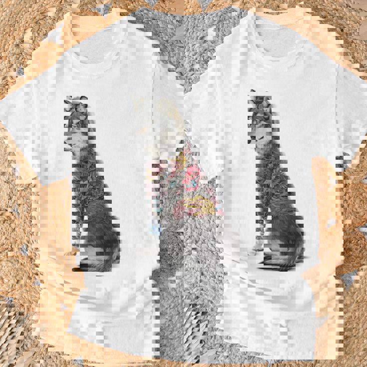 灰色オオカミ 伝統的な日本の龍の入れ墨 入泉 Tシャツ 高齢者への贈り物