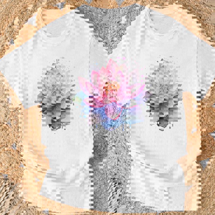 蓮の花 ユリパッド、自然、花、ビューティーアート Tシャツ 高齢者への贈り物