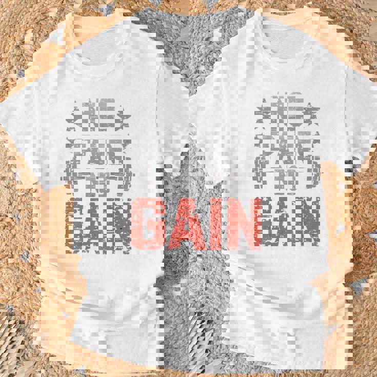 裏面にプリント No Pain No Gainign No Pain No Gain Meme Tシャツ 高齢者への贈り物