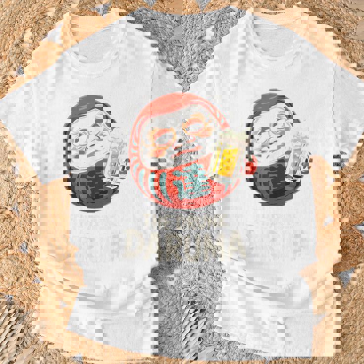 酔っぱらい だるま 日本の漢字 お土産 ビール アート 日本 ユーモア Tシャツ 高齢者への贈り物