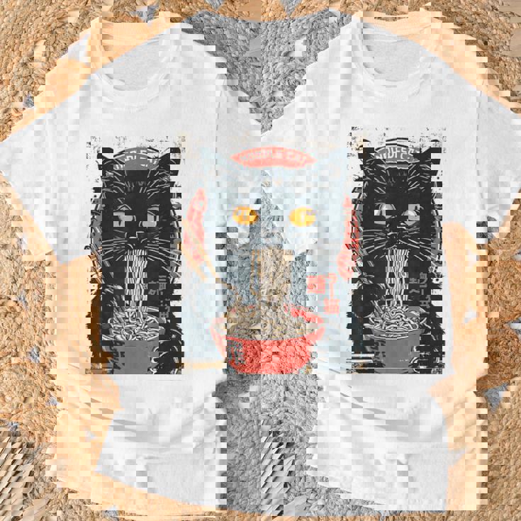 麺 猫 ラーメン好き 和食 猫 アート デザイン Tシャツ 高齢者への贈り物