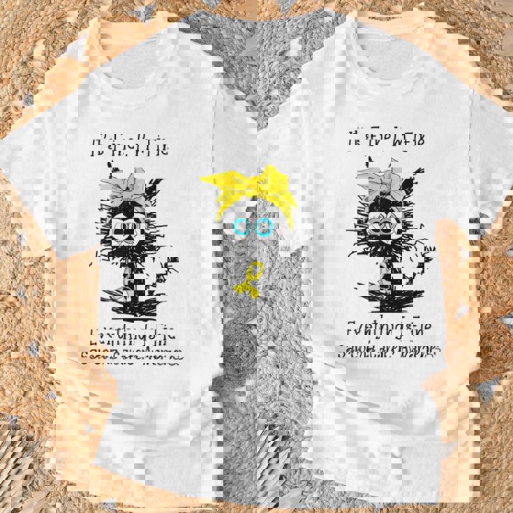 黒猫大丈夫だよ元気だ肉腫啓発 Tシャツ 高齢者への贈り物