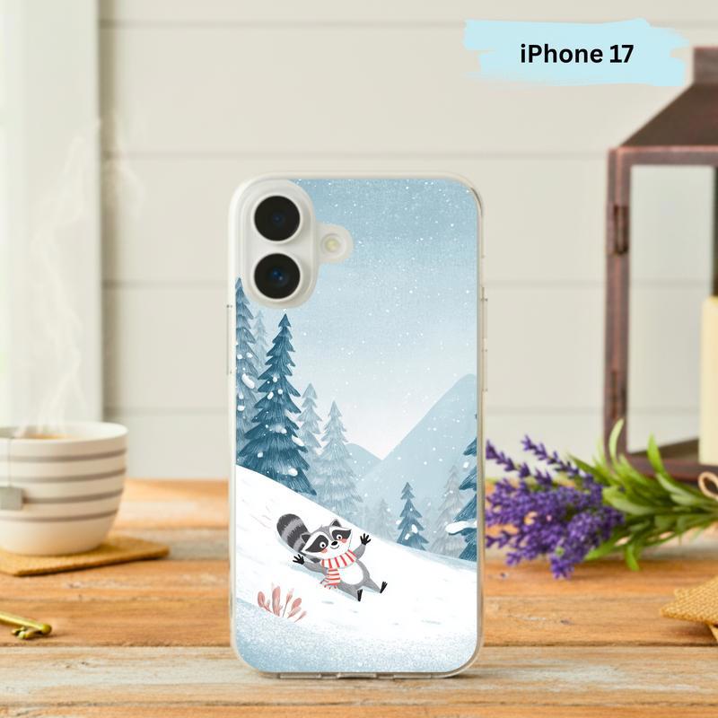 Happy Winter Raccoon In Pastel Wonderland Phone Case IPhone - Raccsy