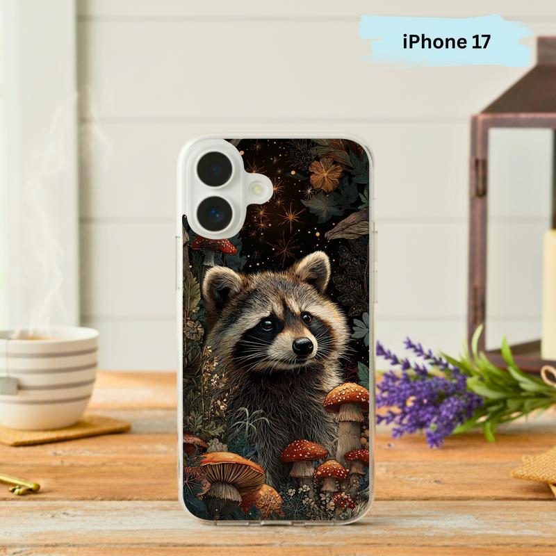 Woodland Creatures Raccoon – Mushrooms & Magic Phone Case IPhone - Raccsy