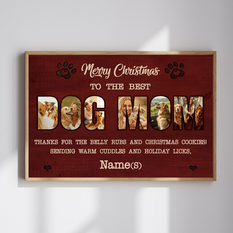Heartfelt Christmas Dog Mom Gift - Personalized Photo Canvas Art | Family Wall Decor