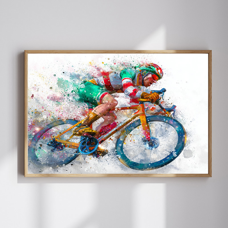 Ride Into Christmas, Festive CyclingArt For Dorm Home Canvas Wall Art | Family Wall Decor